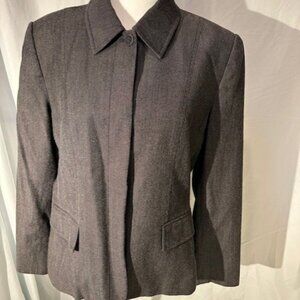 Kasper ASL Black Denim Tailored Blazer Women’s Size 12 Structured Career Jacket